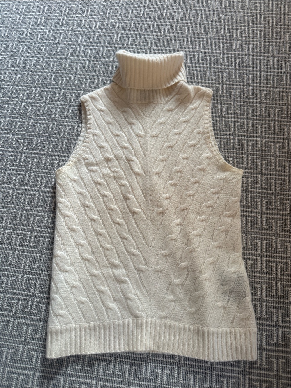 Ralph Lauren Cable-Knit Sleeveless Turtleneck - Cream